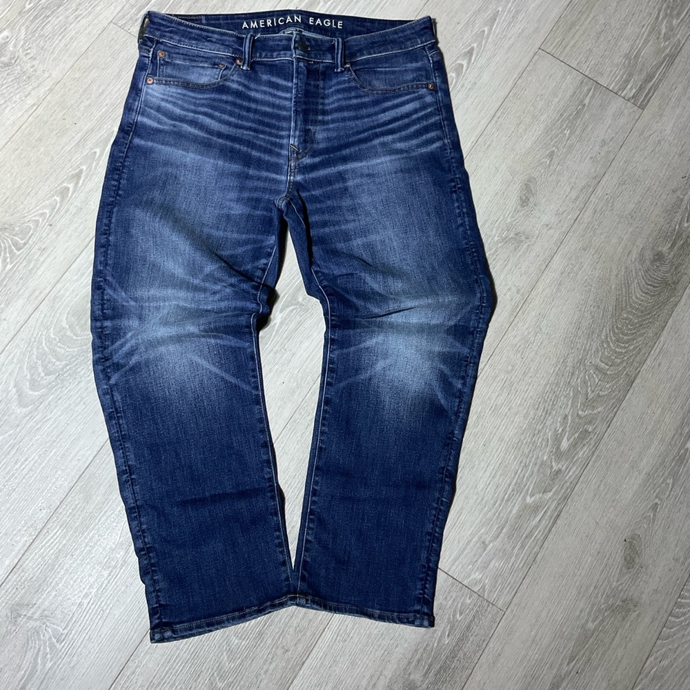 American Eagle Men's Blue Dark Wash Airflex Temp Tech Athletic Straight 32x30